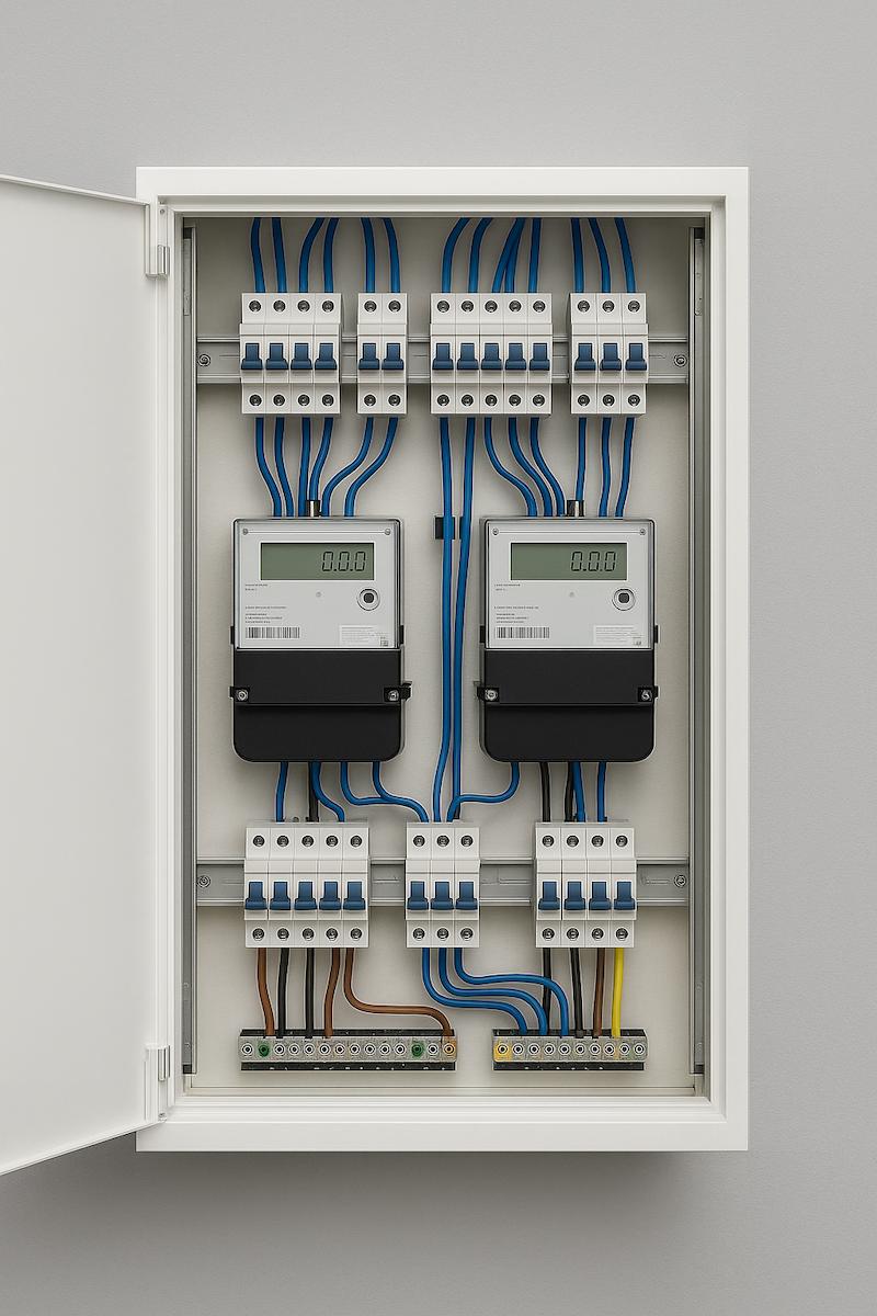 Moderner Zählerschrank in München – Elektro Schneider installiert und modernisiert Elektroverteilungen fachgerecht.